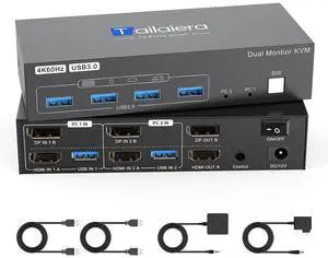 HDMI Displayport KVM Switch 2 Monitors 2 Computers,4K@60Hz HDMI DP Dual Monitor KVM Switches 2 Ports for 2 PC Share 4 USB 3.0 Mouse Keyboard and 2 Screens 2 USB 3.0 Cables and Extended Controller HDMI Displayport KVM Switch 2 Monitors 2 Computers,4K@60Hz HDMI DP Dual Monitor KVM Switches 2 Ports for 2 PC Share 4 USB 3.0 Mouse Keyboard and 2 Screens 2 USB 3.0 Cables and Extended Controller