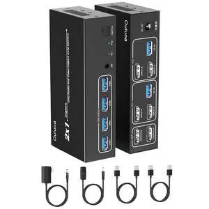 Dual Monitor 2 Port HDMI KVM Switch,4K@60Hz 2 Computers 2 Displays KVM Switcher with 4 USB 3.0 Ports, Wired Remote & EDID Emulator, Extended & Duplicate Display for Windows Mac Linux Dual Monitor 2 Port HDMI KVM Switch,4K@60Hz 2 Computers 2 Displays KVM Switcher with 4 USB 3.0 Ports, Wired Remote & EDID Emulator, Extended & Duplicate Display for Windows Mac Linux