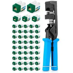 Everest Media Solutions Bundle 2 Items: easyJACK - Speed Termination Tool + 50 Pack of RJ45 CAT6 UTP Keystone Jacks - Green Everest Media Solutions Bundle 2 Items: easyJACK - Speed Termination Tool + 50 Pack of RJ45 CAT6 UTP Keystone Jacks - Green