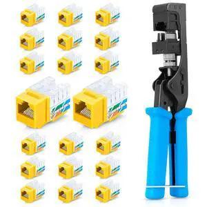 Everest Media Solutions Bundle 2 Items: easyJack - Speed Termination Tool + 20 Pack of RJ45 Cat6/5e UTP Keystone Jacks - Yellow Everest Media Solutions Bundle 2 Items: easyJack - Speed Termination Tool + 20 Pack of RJ45 Cat6/5e UTP Keystone Jacks - Yellow