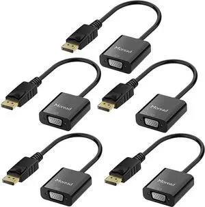 Moread DisplayPort (DP) to VGA Adapter, 5 Pack, Gold-Plated Display Port to VGA Adapter (Male to Female) Compatible with Computer, Desktop, Laptop, PC, Monitor, Projector, HDTV - Black Moread DisplayPort (DP) to VGA Adapter, 5 Pack, Gold-Plated Display Port to VGA Adapter (Male to Female) Compatible with Computer, Desktop, Laptop, PC, Monitor, Projector, HDTV - Black