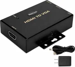 JideTech HDMI to VGA Converter with Audio, 1080P Active HDMI Source to VGA Display Adapter, DC 5V Powered, 3.5mm Audio Output, One-Way HDMI to VGA Converter for Monitor and Projector JideTech HDMI to VGA Converter with Audio, 1080P Active HDMI Source to VGA Display Adapter, DC 5V Powered, 3.5mm Audio Output, One-Way HDMI to VGA Converter for Monitor and Projector