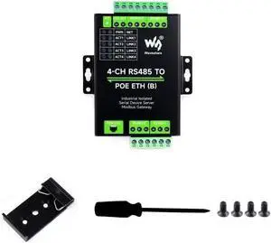 4-Ch RS485 to RJ45 Ethernet Serial Server (PoE Ethernet Port), 4 Channels RS485 Independent Operation, Rail-Mount Industrial Isolated Serial Module, Bi-Directional Transparent Transmission 4-Ch RS485 to RJ45 Ethernet Serial Server (PoE Ethernet Port), 4 Channels RS485 Independent Operation, Rail-Mount Industrial Isolated Serial Module, Bi-Directional Transparent Transmission