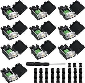 DB9 Breakout Connector to Wiring Terminal RS232 D-SUB Male Serial Adapters Port Breakout Board Solder-Free Module with case(10 PCS Male Adapter White) DB9 Breakout Connector to Wiring Terminal RS232 D-SUB Male Serial Adapters Port Breakout Board Solder-Free Module with case(10 PCS Male Adapter White)