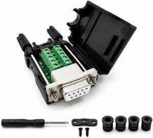 UHUZZ 10PCS DB9 Female Breakout Connector, Solderless 9-Pin D-Sub RS232 Serial Adapter with Screw Terminals, Protective Housing, Long Screws and Tail Pipe for PLC, Modem, Industrial Equipment UHUZZ 10PCS DB9 Female Breakout Connector, Solderless 9-Pin D-Sub RS232 Serial Adapter with Screw Terminals, Protective Housing, Long Screws and Tail Pipe for PLC, Modem, Industrial Equipment