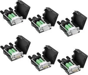 DB9 Solderless Connector (3Male+3Female), DB9 Breakout Connector RS232 D-SUB Serial to 9pin Port Terminal with Case DB9 Solderless Connector (3Male+3Female), DB9 Breakout Connector RS232 D-SUB Serial to 9pin Port Terminal with Case