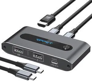 USB C KVM Switch 1 Monitor 2 Computers 4K@60Hz 2 Ports Type-C to HDMI KVM Switches for 2 USB-C Port Laptops Share Single HDMI Monitor and Keyboard Mouse USB C KVM Switch 1 Monitor 2 Computers 4K@60Hz 2 Ports Type-C to HDMI KVM Switches for 2 USB-C Port Laptops Share Single HDMI Monitor and Keyboard Mouse