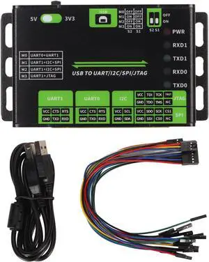 EBTOOLS USB to UART I2C SPI JTAG Converter, 2 UART, 1 I2C, 1 SPI, 1 JTAG, 3.3V 5V, Industrial Isolation, 10 8.1 8 7, Aluminum Alloy Case, Wide Application EBTOOLS USB to UART I2C SPI JTAG Converter, 2 UART, 1 I2C, 1 SPI, 1 JTAG, 3.3V 5V, Industrial Isolation, 10 8.1 8 7, Aluminum Alloy Case, Wide Application