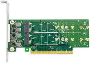 PCIe x16 to 4-Port M.2 NVMe SSD Adapter- Low Profile PCIe x16 to 4-Port M.2 NVMe SSD Adapter- Low Profile