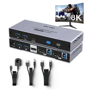 MT-VIKI 4K@144Hz USB 3.0 HDMI KVM Switch 2 Port 8K@60Hz, MT-VIKI Aluminum KVM Switch HDMI 2.1, 4K@120Hz HDR for Games MT-VIKI 4K@144Hz USB 3.0 HDMI KVM Switch 2 Port 8K@60Hz, MT-VIKI Aluminum KVM Switch HDMI 2.1, 4K@120Hz HDR for Games