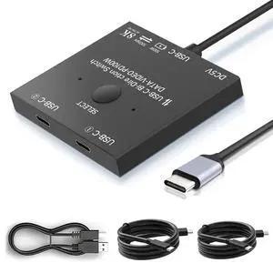8K USB C Switch,Bi-Directional USBC Switcher 2 Computers,USB Type C KVM Switch 8K@60Hz 4K@120Hz Video/10Gbps Data Transfer/100W Charging,Compatible with Thunderbolt Device,2 USB-C Cables Included 8K USB C Switch,Bi-Directional USBC Switcher 2 Computers,USB Type C KVM Switch 8K@60Hz 4K@120Hz Video/10Gbps Data Transfer/100W Charging,Compatible with Thunderbolt Device,2 USB-C Cables Included