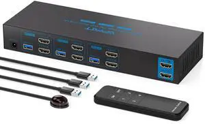 HDMI KVM Switch 2 Monitors 3 Computers EDID 4K@60Hz USB 3.0 KVM Switches Dual Monitor 3 Ports for Triple PC Share Keyboard Mouse and Other 2 USB Devices with Controller HDMI KVM Switch 2 Monitors 3 Computers EDID 4K@60Hz USB 3.0 KVM Switches Dual Monitor 3 Ports for Triple PC Share Keyboard Mouse and Other 2 USB Devices with Controller