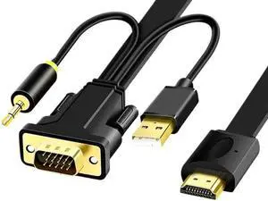 VGA Male to HDMI Male Cable 3 in 1 USB 3.5mm Audio 1080P(10m,VGA to HDMI) VGA Male to HDMI Male Cable 3 in 1 USB 3.5mm Audio 1080P(10m,VGA to HDMI)