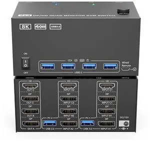 KVM Switch 4 Monitors 2 Computers,USB 3.0 HDMI+DisplayPort Four Monitor for PC Share Display 4USB(204 1H3D) KVM Switch 4 Monitors 2 Computers,USB 3.0 HDMI+DisplayPort Four Monitor for PC Share Display 4USB(204 1H3D)