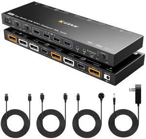 KVM Switch Dual Monitors with Voice Control, USB 3.0 Displayport 2 Computers 2 Monitors Switch Supports 4K@60Hz, for 2 PC Share Keyboard and Mouse KVM Switch Dual Monitors with Voice Control, USB 3.0 Displayport 2 Computers 2 Monitors Switch Supports 4K@60Hz, for 2 PC Share Keyboard and Mouse