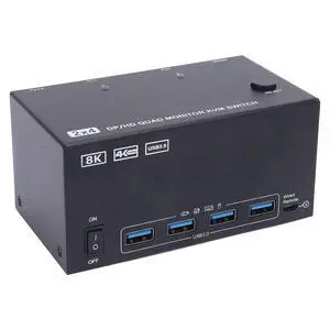 Yunseity KVM Switch, 4 Displays 2 Computers 1.4 USB 3.0 Switcher Box, with 4K 144Hz 8K 60Hz Support and Ports, for Keyboard Mouse Printer and USB Drive (US Plug) Yunseity KVM Switch, 4 Displays 2 Computers 1.4 USB 3.0 Switcher Box, with 4K 144Hz 8K 60Hz Support and Ports, for Keyboard Mouse Printer and USB Drive (US Plug)