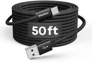 CLEEFUN Extra Long USB-C Charging Cable 50ft, USB to USBC - 50 Foot Type C Power Cord (Only Charge) for iPhone 16 15 Series, Samsung Galaxy Series and Other USB-C Devices - Nylon Braided CLEEFUN Extra Long USB-C Charging Cable 50ft, USB to USBC - 50 Foot Type C Power Cord (Only Charge) for iPhone 16 15 Series, Samsung Galaxy Series and Other USB-C Devices - Nylon Braided