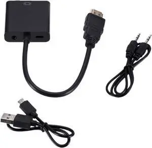 HD 1080P HDMI to V/GA Converter Cord with Power Supply Male to Female Adapter for P;S/4 TV Box(Black with 2 Cables) HD 1080P HDMI to V/GA Converter Cord with Power Supply Male to Female Adapter for P;S/4 TV Box(Black with 2 Cables)