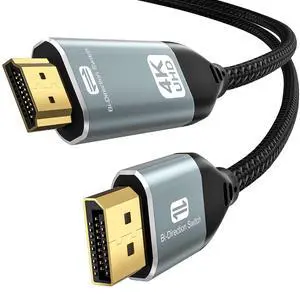 4K Bidirectional HDMI to Displayport Cable 6.6Ft (4K@60Hz/2K@120Hz) Male to Male Adapter Bidirectiona Display Port to HDMI Braided Cord, DP to HDMI Compatible with PC,Laptop,AMD,NVIDIA,PS5,Xbox 4K Bidirectional HDMI to Displayport Cable 6.6Ft (4K@60Hz/2K@120Hz) Male to Male Adapter Bidirectiona Display Port to HDMI Braided Cord, DP to HDMI Compatible with PC,Laptop,AMD,NVIDIA,PS5,Xbox