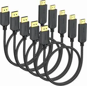 Thin DisplayPort to HDMI Cable 5-Pack, 3 FT 4K DP to HDMI Display Port Cord Adapter Male to Male Cord (UHD 4K, 2K, 1080P) Gold-Plated Braided Compatible with Dell, HP, Insignia, ASUS, AMD and More Thin DisplayPort to HDMI Cable 5-Pack, 3 FT 4K DP to HDMI Display Port Cord Adapter Male to Male Cord (UHD 4K, 2K, 1080P) Gold-Plated Braided Compatible with Dell, HP, Insignia, ASUS, AMD and More