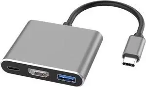 USB C to HDMI-Compatible V/GA TY>pe Digital AV Multiport Adapter 3 Converter to 4K 1080P Fast for(Gray 3 in 1) USB C to HDMI-Compatible V/GA TY>pe Digital AV Multiport Adapter 3 Converter to 4K 1080P Fast for(Gray 3 in 1)
