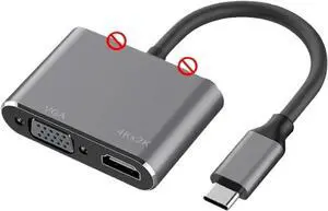 TY>pe C to HDMI-Compatible V/GA USB 3 HUB Adapter Digital AV Multiport 4K 1080P Same Screen Line for(Gray 2 in 1) TY>pe C to HDMI-Compatible V/GA USB 3 HUB Adapter Digital AV Multiport 4K 1080P Same Screen Line for(Gray 2 in 1)