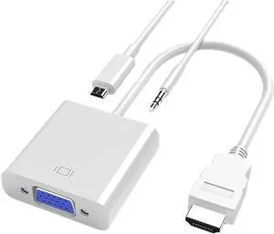 H&*igh qu>ality V/GA to HDMI Adapter - 1080P to Converter with 3.5mm Ja-ck and USB Power Supply for, PC, P;S/4, B(White) H&*igh qu>ality V/GA to HDMI Adapter - 1080P to Converter with 3.5mm Ja-ck and USB Power Supply for, PC, P;S/4, B(White)