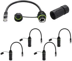 PENGLIN 5PCS RJ45 Male to Female Waterproof Coupler, Shielded Cat5/5e/6 Ethernet LAN Cable Connector for Outdoor Network LED Equipment(Network Cable Length 9.84 Inch) PENGLIN 5PCS RJ45 Male to Female Waterproof Coupler, Shielded Cat5/5e/6 Ethernet LAN Cable Connector for Outdoor Network LED Equipment(Network Cable Length 9.84 Inch)