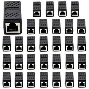 RJ45 Cat5 Couplers, (30 Pack) in Line Coupler Cat5 Cat5e Cat6 Cat7 Ethernet Cable 8P8C Extender Adapter Female to Female, Black RJ45 Cat5 Couplers, (30 Pack) in Line Coupler Cat5 Cat5e Cat6 Cat7 Ethernet Cable 8P8C Extender Adapter Female to Female, Black