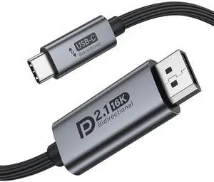 Bidirectional USB C to DisplayPort 2.1 Cable, 16K DisplayPort to USB C Cord 10ft, 16K@60Hz 8K@240Hz/120Hz Premium Aluminum Plug & Play Compatible with MacBook Pro/Air, Laptop, Graphics Card Bidirectional USB C to DisplayPort 2.1 Cable, 16K DisplayPort to USB C Cord 10ft, 16K@60Hz 8K@240Hz/120Hz Premium Aluminum Plug & Play Compatible with MacBook Pro/Air, Laptop, Graphics Card