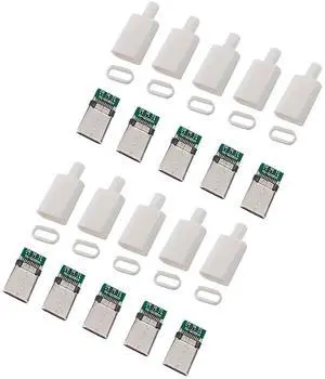 5/10 Sets USB 3.1 Type C Connector Male Plug DIY Solder Wire USB C Male Adapter Cable for DIY Data Line Interface Male Socket(White 10 Sets) 5/10 Sets USB 3.1 Type C Connector Male Plug DIY Solder Wire USB C Male Adapter Cable for DIY Data Line Interface Male Socket(White 10 Sets)