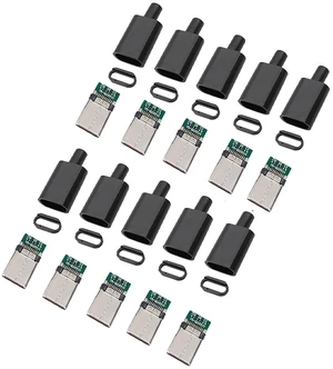 5/10 Sets USB 3.1 Type C Connector Male Plug DIY Solder Wire USB C Male Adapter Cable for DIY Data Line Interface Male Socket(Black 10 Sets) 5/10 Sets USB 3.1 Type C Connector Male Plug DIY Solder Wire USB C Male Adapter Cable for DIY Data Line Interface Male Socket(Black 10 Sets)