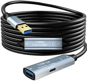 Tan QY USB 3.0 Active Extension Cable 50Ft,Type A-Male to A-Female Extender Cord with 2 Extension Chipsets Signal Booster and 1 USB-C Charging Port, for Webcam, USB Hub, Camera, Printer(50Ft/15M) Tan QY USB 3.0 Active Extension Cable 50Ft,Type A-Male to A-Female Extender Cord with 2 Extension Chipsets Signal Booster and 1 USB-C Charging Port, for Webcam, USB Hub, Camera, Printer(50Ft/15M)