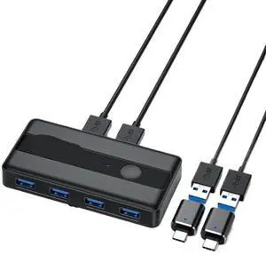 USB KVM Switch Adapter 2 Input 4 Output USB 3.0 Switcher Keyboard Printer Sharer Compatible with Computer USB KVM Switch Adapter 2 Input 4 Output USB 3.0 Switcher Keyboard Printer Sharer Compatible with Computer