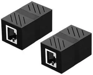 RJ45 Connector Cat7/6/5e Ethernet Adapter 8P8C Network Extender Extension Cable for Ethernet Cable Female to Female(Black 2pcs) RJ45 Connector Cat7/6/5e Ethernet Adapter 8P8C Network Extender Extension Cable for Ethernet Cable Female to Female(Black 2pcs)