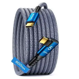 240W for Thunderbolt 5 Cable Right Angle 6.6 ft, 120Gbps Bandwidth, 80Gbps, Dual 8K, 4K 540Hz, Triple 4K 144Hz for iPhone 17, Thunderbolt 4, USB4, SSD, MacBook M4 Pro, Dock, eGPU, Mac mini M4 / M4 Pro 240W for Thunderbolt 5 Cable Right Angle 6.6 ft, 120Gbps Bandwidth, 80Gbps, Dual 8K, 4K 540Hz, Triple 4K 144Hz for iPhone 17, Thunderbolt 4, USB4, SSD, MacBook M4 Pro, Dock, eGPU, Mac mini M4 / M4 Pro