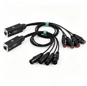 4 Channel 3-Pin XLR Male Female to Ethercon Cable, Compact Cat6 Network Snake Receiver, AES DMX Audio Signal Extender Over Cat5 Cat6 RJ45 Ethernet Cable (Male Tails) 4 Channel 3-Pin XLR Male Female to Ethercon Cable, Compact Cat6 Network Snake Receiver, AES DMX Audio Signal Extender Over Cat5 Cat6 RJ45 Ethernet Cable (Male Tails)