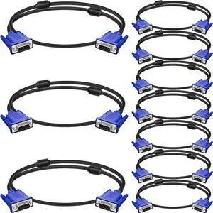 VGA to VGA Monitor Cable 6 Feet Male to Male Computer Cord for TV Computer Projector - 6 Feet (10 Pack) VGA to VGA Monitor Cable 6 Feet Male to Male Computer Cord for TV Computer Projector - 6 Feet (10 Pack)