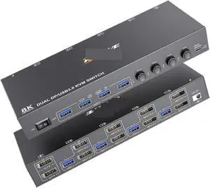 DisplayPort KVM Switch 4 USB 3.0 Ports 4K@144Hz 8K@30Hz for 2 Monitors Computers Sharing Keyboard Mouse Printer U-Disk DP DisplayPort KVM Switch 4 USB 3.0 Ports 4K@144Hz 8K@30Hz for 2 Monitors Computers Sharing Keyboard Mouse Printer U-Disk DP