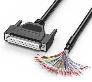 DB37 Female to Bare Wire with Cable Marker 6.6FT, D-SUB 37-Pin Connector to Single End Cable with Terminals, Multicore 37 Wire All Provided - Black DB37 Female to Bare Wire with Cable Marker 6.6FT, D-SUB 37-Pin Connector to Single End Cable with Terminals, Multicore 37 Wire All Provided - Black