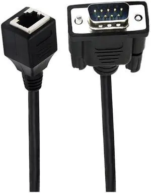 DB9 RS232 to RJ45 Extender, DB9 9-Pin Serial Port Female&Male to RJ45 CAT5 CAT6 Ethernet LAN Extend Adapter Cable 15cm(Male) DB9 RS232 to RJ45 Extender, DB9 9-Pin Serial Port Female&Male to RJ45 CAT5 CAT6 Ethernet LAN Extend Adapter Cable 15cm(Male)