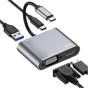 USB C to HDMI-Compatible V/GA TY>pe Digital AV Multiport Adapter 3 Converter to 4K 1080P Fast for(Gray 4 in 1) USB C to HDMI-Compatible V/GA TY>pe Digital AV Multiport Adapter 3 Converter to 4K 1080P Fast for(Gray 4 in 1)