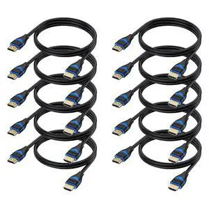 4K HDMI Cables 3FT 10-Pack, HDMI to HDMI Cable 3 Foot High Speed HDMI Cord 2.0(4K@60Hz, 2K@144Hz,1080P@120Hz, 18Gbps, HDR, 3D, HDCP 2.2, ARC) for HDTV, Switch, PS4/PS5, Xbox, Blu-ray, Monitor 4K HDMI Cables 3FT 10-Pack, HDMI to HDMI Cable 3 Foot High Speed HDMI Cord 2.0(4K@60Hz, 2K@144Hz,1080P@120Hz, 18Gbps, HDR, 3D, HDCP 2.2, ARC) for HDTV, Switch, PS4/PS5, Xbox, Blu-ray, Monitor