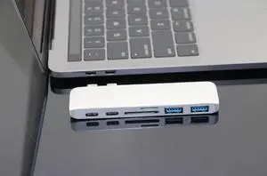 Aluminum USB C Hub Pass-Through Charging Type-c Hub, SD and Micro SD Card Readers and 2 USB 3.0 for New 13&15 MacBook Pro 2016 and 2017 (Silver) Aluminum USB C Hub Pass-Through Charging Type-c Hub, SD and Micro SD Card Readers and 2 USB 3.0 for New 13&15 MacBook Pro 2016 and 2017 (Silver)