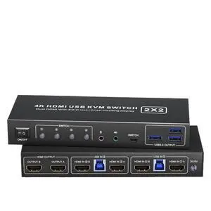 USB 3.0 HDMI KVM Switch 2 Monitors 2 Computers 4K@60Hz,Supports,Switch Dual Monitor with Audio&Microphone & 3 USB 3.0 Port(AU Power Adapter) USB 3.0 HDMI KVM Switch 2 Monitors 2 Computers 4K@60Hz,Supports,Switch Dual Monitor with Audio&Microphone & 3 USB 3.0 Port(AU Power Adapter)