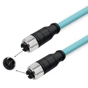 M12 8 Pin X-Code Female to Female High Flex Cat7 Industrial Ethernet PVC Cable 1M M12 8 Pin X-Code Female to Female High Flex Cat7 Industrial Ethernet PVC Cable 1M