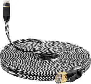 Cat 7 Ethernet Cable 150ft - Nylon Braided Flat High Speed Internet Cable LAN Cable Shielded Fast and Stable Ethernet Cord for Home and Office Cat 7 Ethernet Cable 150ft - Nylon Braided Flat High Speed Internet Cable LAN Cable Shielded Fast and Stable Ethernet Cord for Home and Office