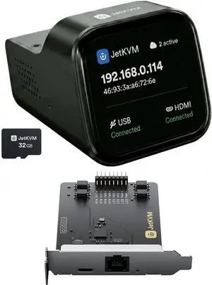 JetKVM Remote Control Bundle: Over-IP Jet KVM + ATX Power Control Board Full BIOS-Level Access, Power On/Off/Reset, Low-Latency 1080P@60FPS, Open Source, Cloud & Local Access JetKVM Remote Control Bundle: Over-IP Jet KVM + ATX Power Control Board Full BIOS-Level Access, Power On/Off/Reset, Low-Latency 1080P@60FPS, Open Source, Cloud & Local Access