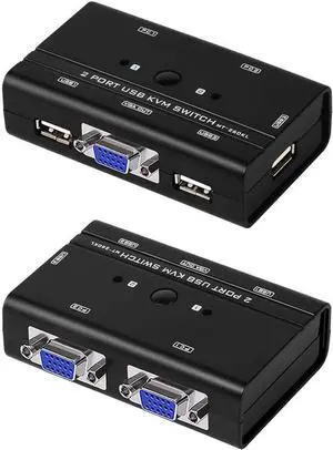 USB VGA KVM Switch with Cables, 2 Computers 1 Monitor Switch, 2 Port USB VGA KVM Switch Box 2 Computers Sharing 1 Monitor and 3 USB Devices, Keyboard, Mouse, Scanner, Printer USB VGA KVM Switch with Cables, 2 Computers 1 Monitor Switch, 2 Port USB VGA KVM Switch Box 2 Computers Sharing 1 Monitor and 3 USB Devices, Keyboard, Mouse, Scanner, Printer