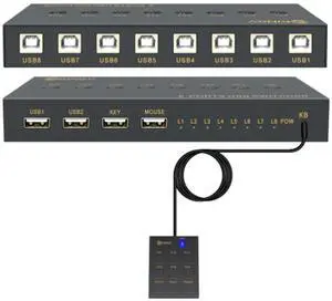 USB Switch/Distributor - 8/16 Port Synchronous Control, 8/16 in 4 Out Mouse Keyboard Sharing Device Splitter, Plug and Play for Various Operating System(8 Port) USB Switch/Distributor - 8/16 Port Synchronous Control, 8/16 in 4 Out Mouse Keyboard Sharing Device Splitter, Plug and Play for Various Operating System(8 Port)